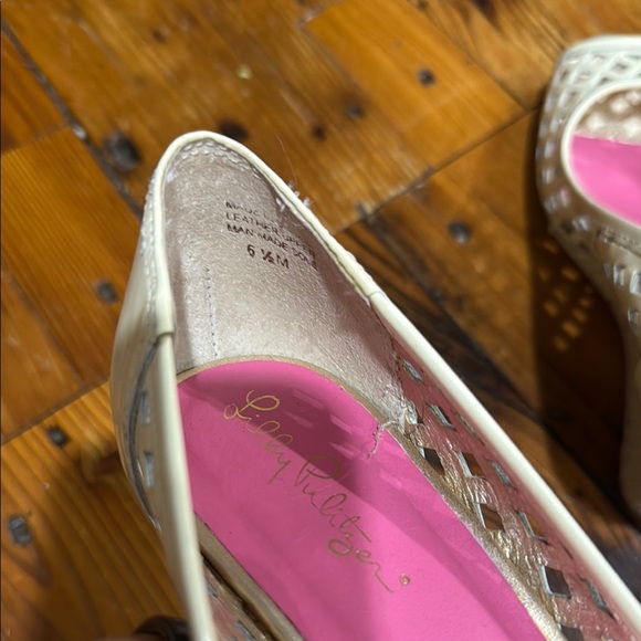 Lilly Pulitzer Cream basketweave leather espadrilles wedge heels size 6.5 - Picture 10 of 10